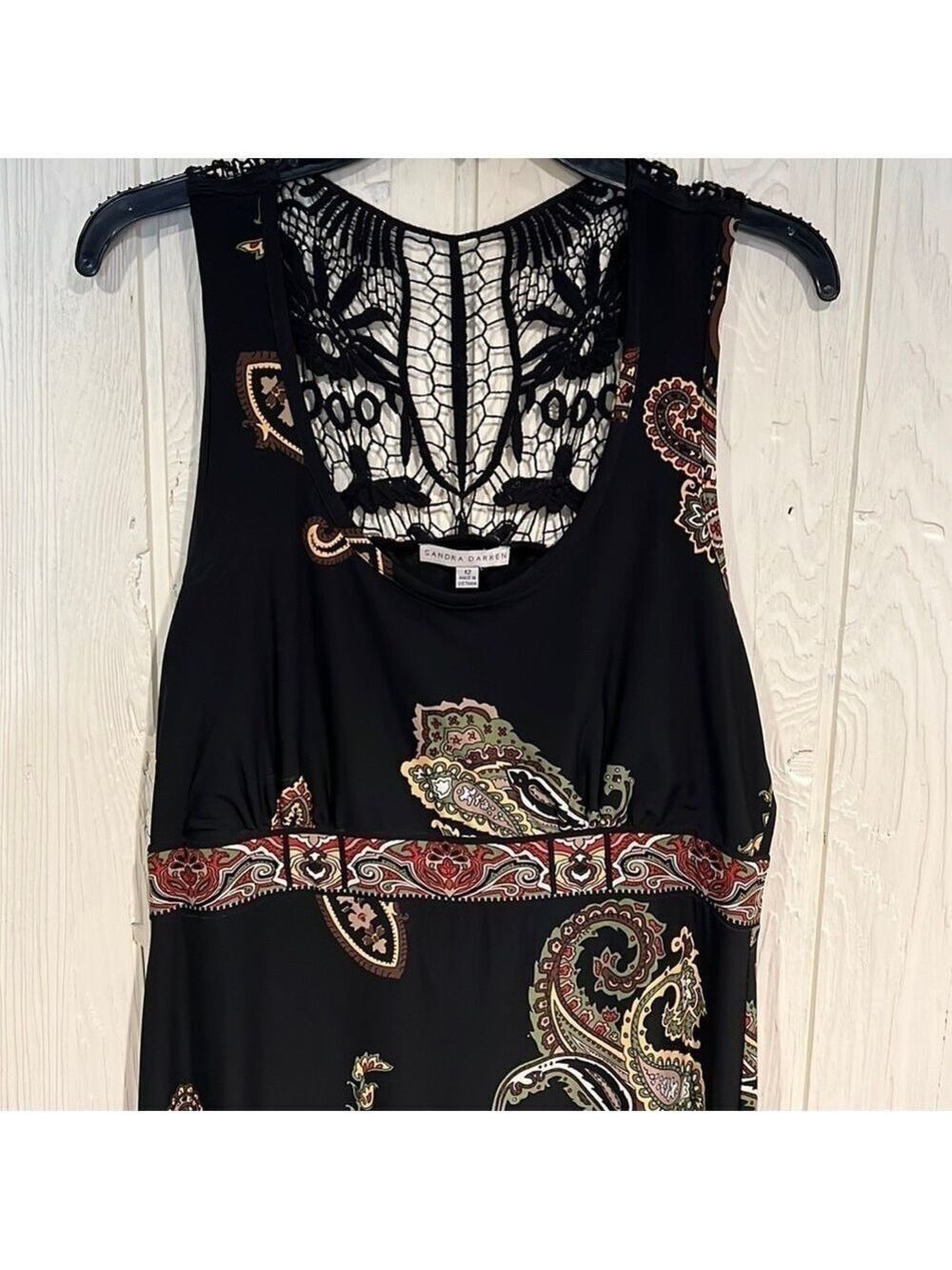 Sandra Darren Maxi Dress Crochet Back Size 12 - Picture 2 of 15